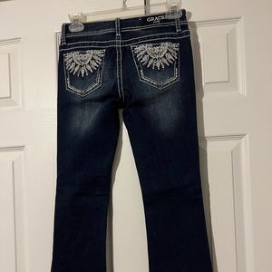 Grace in la western girls jeans with embroidery
